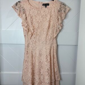 Crystal Doll Pink Lace Mini Dress